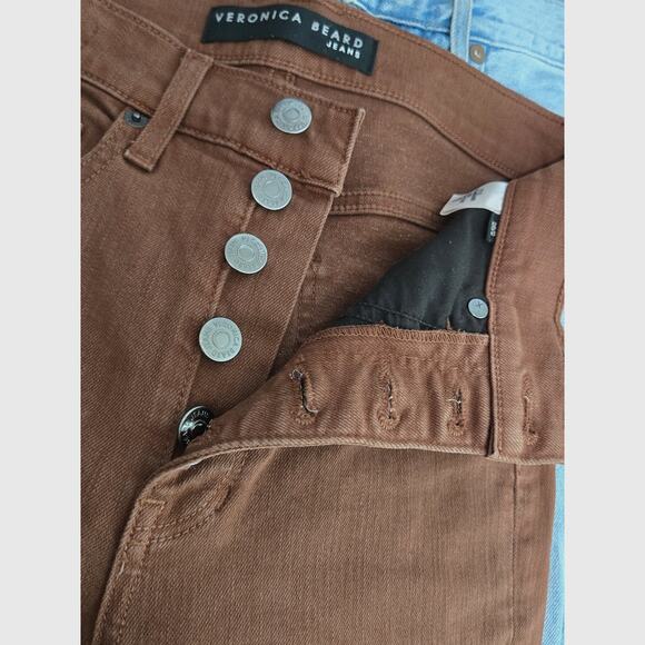 Veronica Beard Brown Maera Skinny High Rise Button Fly Jeans Women's 26 - Picture 6 of 10